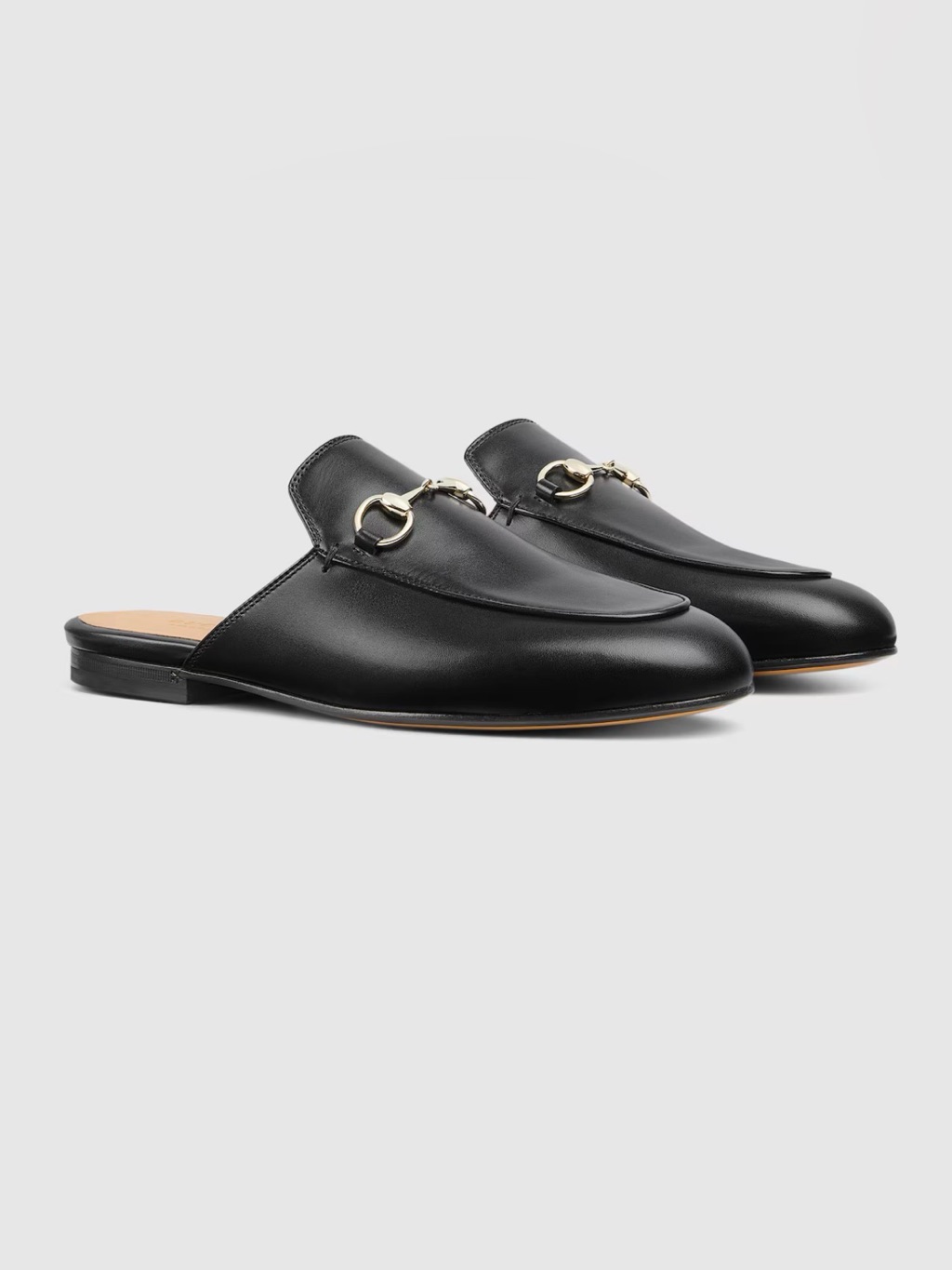 Gucci Black Leather Slip-On Horsebit Backless Mules